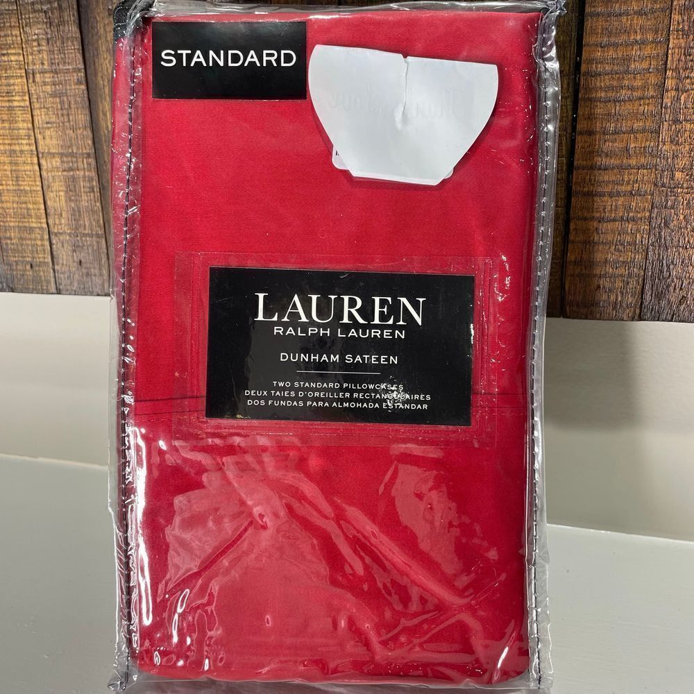 Ralph Lauren Dunham Sateen 2 Standard Pillowcases ADMIRAL RED